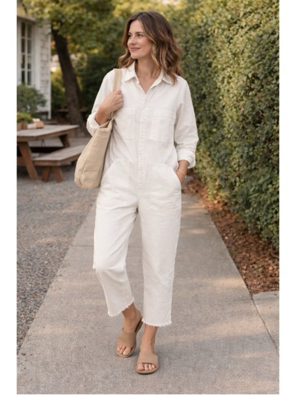 Frank & Eileen Northern Ireland Line Jumpsuit in White